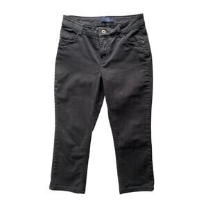 Liquid X Jeans Womens Size 7/8 Black Denim Casual Straight Capri Pants Stretchy